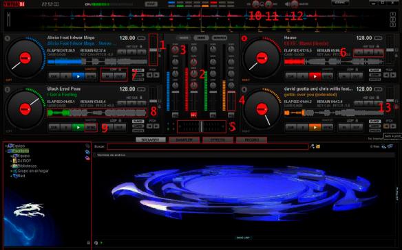 Virtual DJ 7 4 decks oscuro numeros